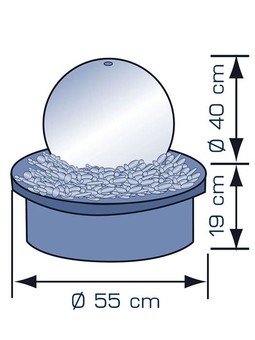 Brunnen mit Edelstahlkugel, WaterBall 400 von FIAP (Art.Nr. FI2604)